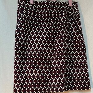 Ann Taylor Burgundy and Cream A-Line Skirt